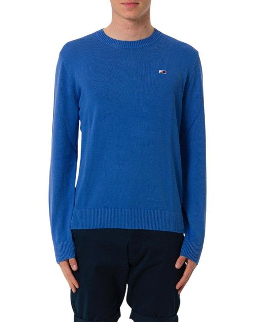Tommy Hilfiger Blue Long-Sleeved Crewneck Jumper for men