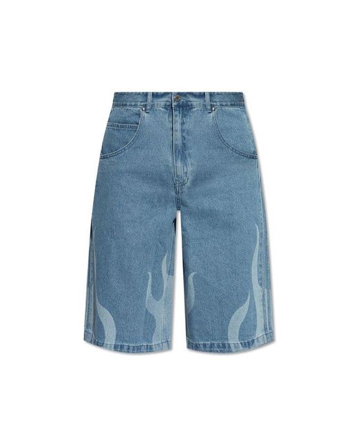 Adidas Originals Blue Denim Shorts for men