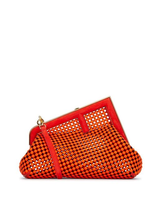 Fendi Red First Cut-out Small Clutch Bag