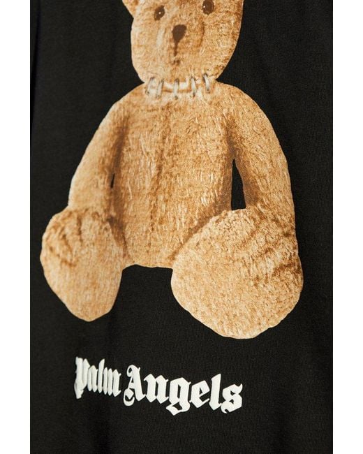 Palm Angels Black T-Shirt With Print for men