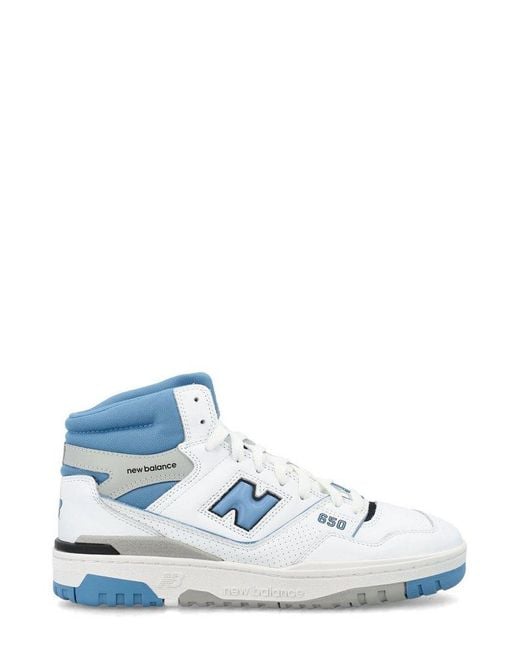 New Balance White 650 High-Top Lace-Up Sneakers