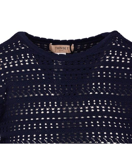Twinset Blue Open Knit Sweater