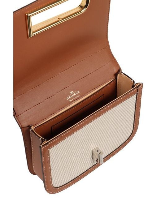 Delvaux Natural Lingot Canvas Flap Shoulder Bag