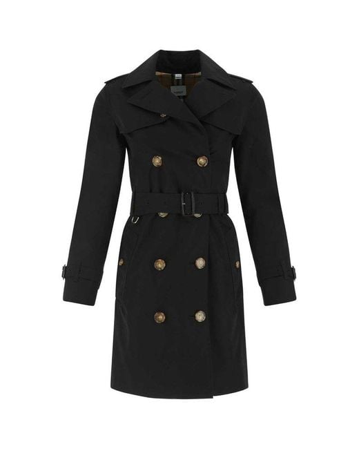 Burberry Belted Waist Trench Coat in Black | Lyst
