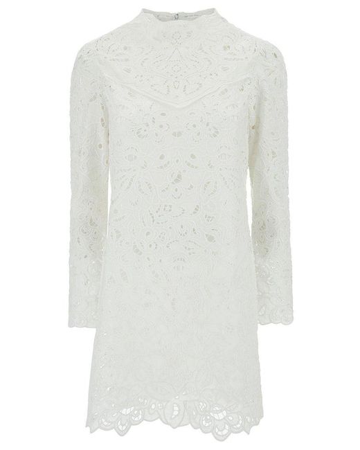 Isabel Marant White 'Daphne' Mini Dress With Flower Embroidery