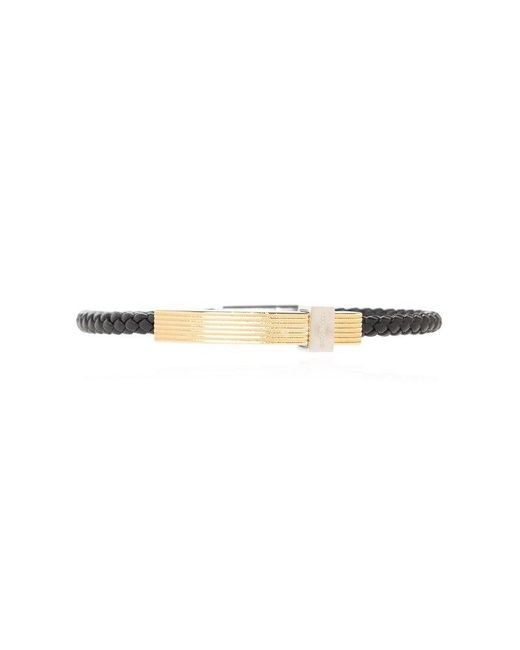 Ferragamo Black Logo-engraved Open-cuff Braided Bracelet for men