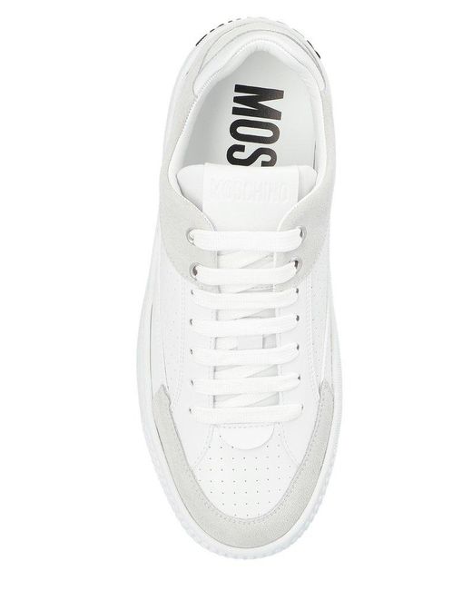 Moschino White Round-toe Lace-up Sneakers