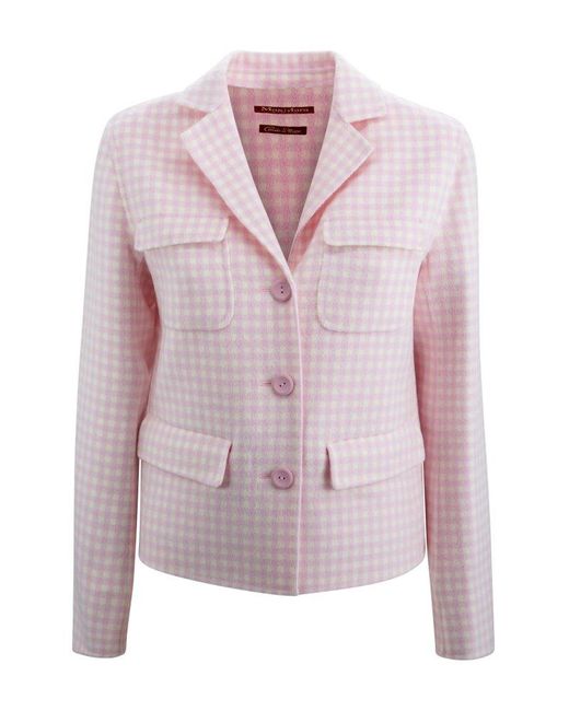 Max Mara Studio Pink Wool Vichy Jacket