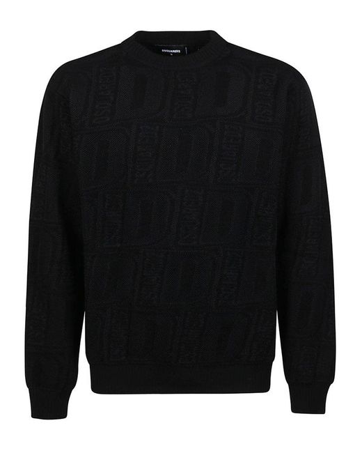 DSquared² Black Allover D Neon Sweater for men