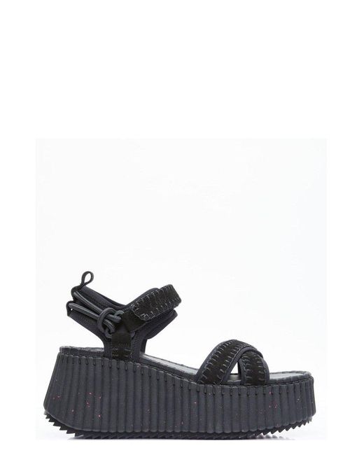 Chloé Black + Net Sustain Nama Suede And Leather Platform Sandals
