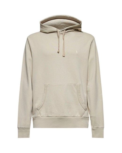 スウェット・トレーナー Polo Ralph Lauren Cotton loopback hoodie Beige Polo Ralph Lauren Loopback Cotton Hoodie in Natural for Men