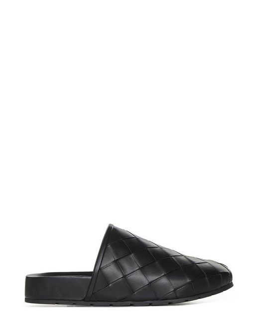 Bottega Veneta Black Intreccio Flat Sandals for men