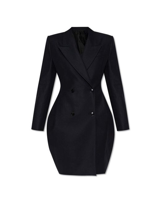 Alaïa Double-Breasted Coat in Blue | Lyst