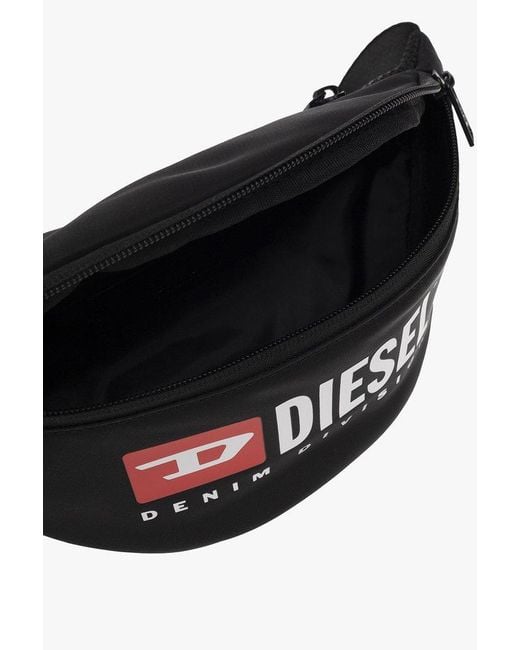 DIESEL Black Rinke Logo Printed Belt Bag