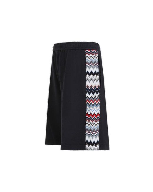 Missoni Blue Side-striped Elasticated Waist Shorts for men