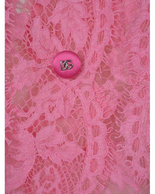 Dolce & Gabbana Pink Single-breasted Lace Jacket