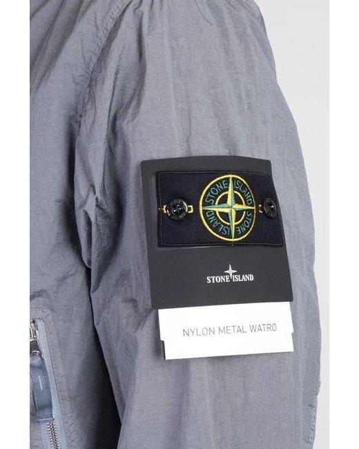Stone Island Blue Logo-Patch Zipped Jacket for men