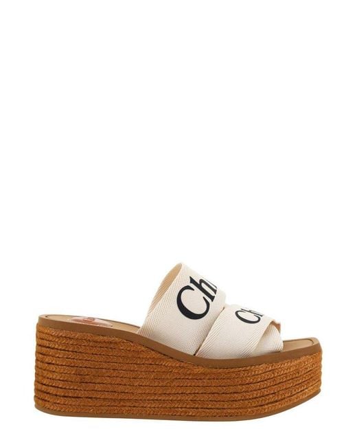 Chloé White Woody Wedge Sandals