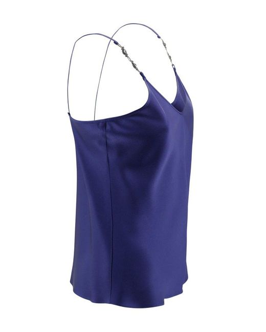 Max Mara Blue Reversed Satin Camisole Top
