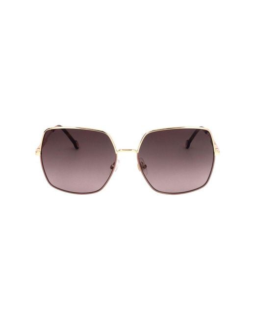 Carolina Herrera Metallic Full Rim Square Frame Sunglasses