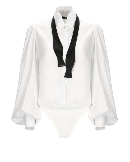 Elisabetta Franchi White Body Shirt With Necktie