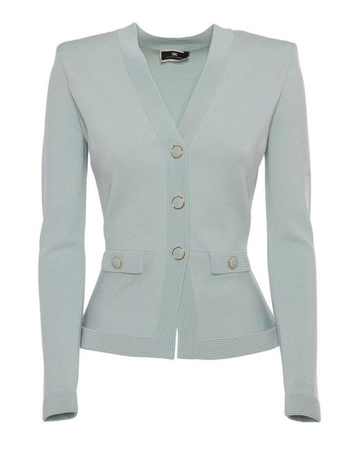 Elisabetta Franchi Blue Long Sleeved Buttoned Cardigan