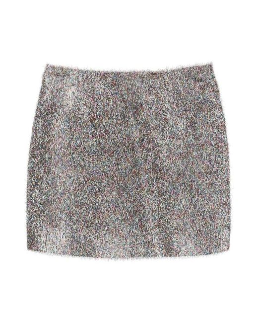 Blazé Milano Blaze Milano Lurex Mini Skirt in Gray | Lyst