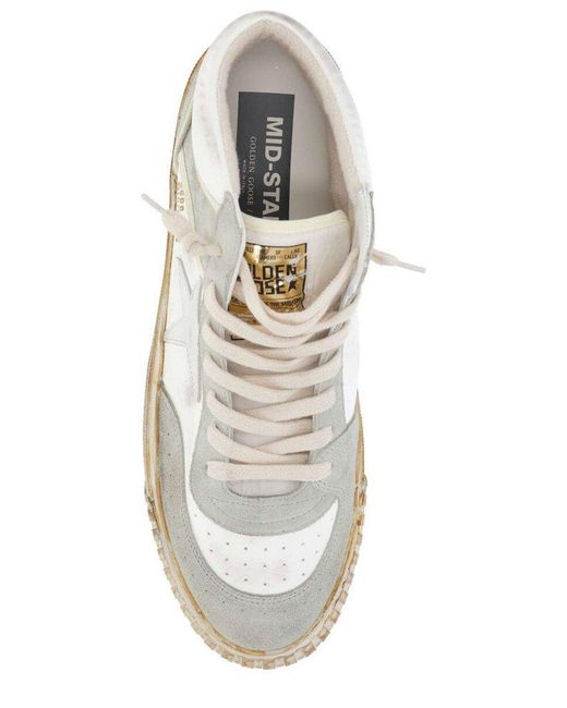 Golden Goose Deluxe Brand White Mid Star Lace-up Sneakers for men
