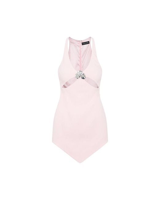 David Koma Pink Cut-out Embellished Mini Dress