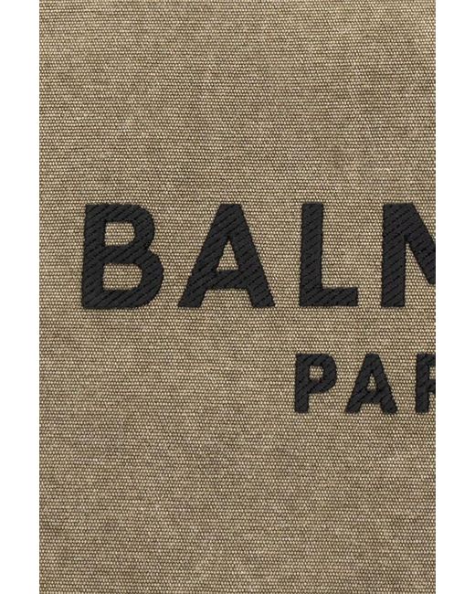 Balmain Natural Shopper Bag With Logo,