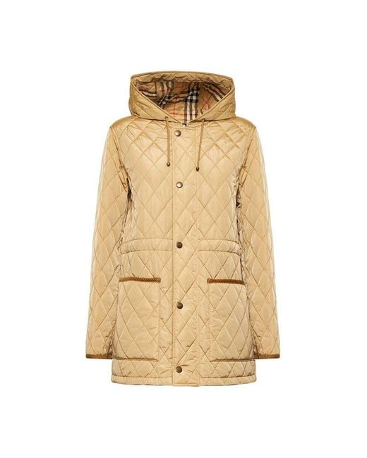 Burberry Natural Beige Nylon Bromley Quilted Parka