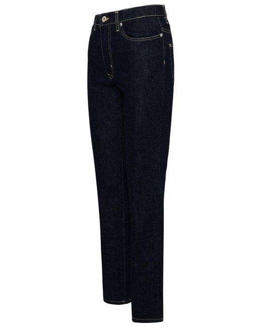 KENZO Asagao Straight Leg Mid Rise Jeans in Blue Lyst UK