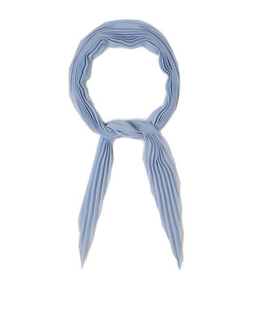 AMI Blue Semi-sheer Pleated Scarf for men