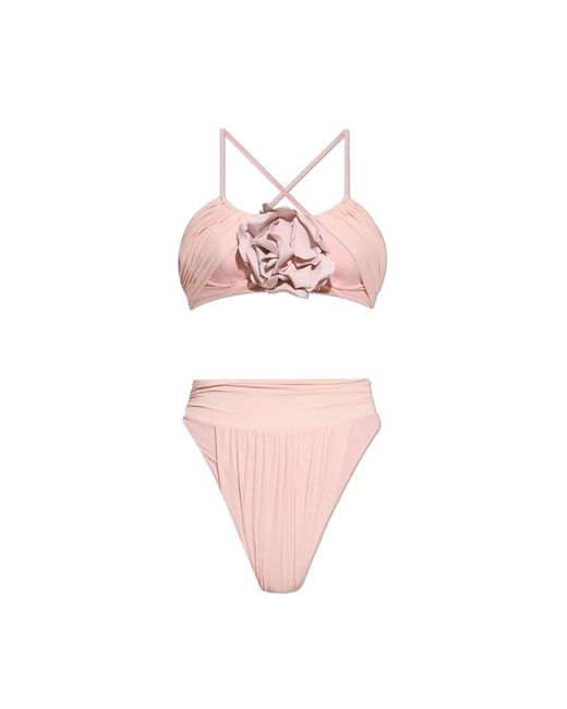 Balmain Pink Ruffle Detailed Two-piece Swimsuit