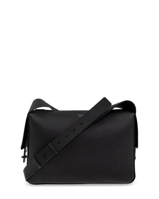 Ferragamo Zip-Up Shoulder Bag in Black for Men | Lyst