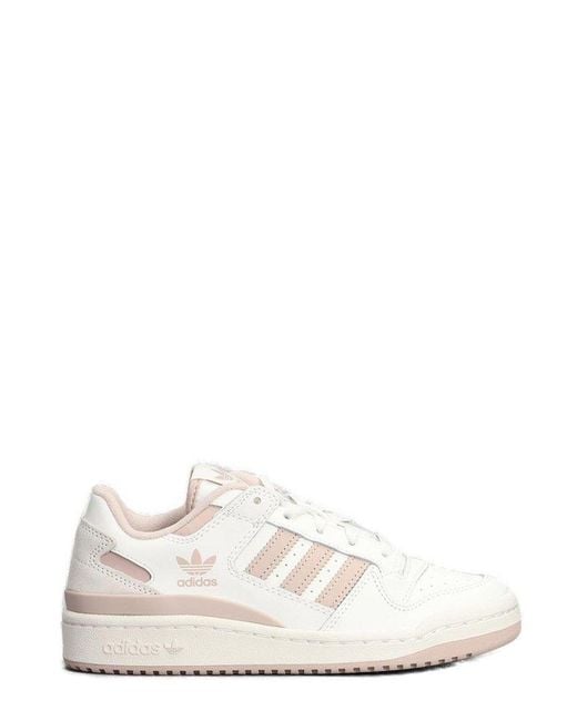 Adidas White Forum Low Side Stripe Detailed Sneakers