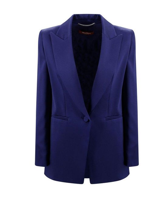 Max Mara Blue Galazia Single-Breasted Tailored Blazer