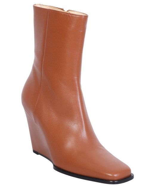 Wandler Brown Squared-toe Ankle Boots