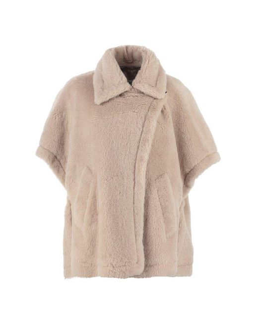 Max Mara Synthetic Manco Teddy Cape in Beige (Natural) | Lyst