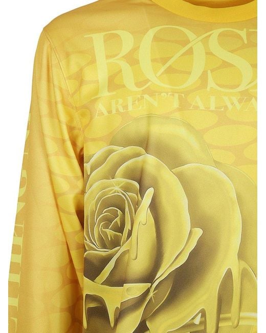 Burberry Yellow Rose-printed Crewneck Jersey T-shirt for men