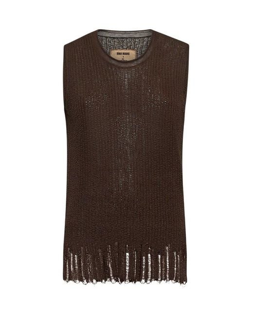 Uma Wang Brown Cotton And Silk Knit Top