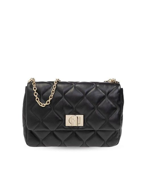 Furla '1927 Medium' Quilted Shoulder Bag in Black Lyst