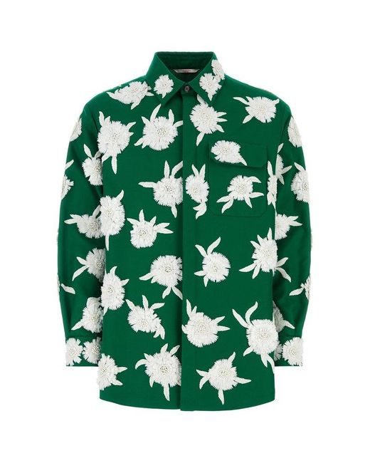 Valentino Green All-over Floral Printed Shirt for men
