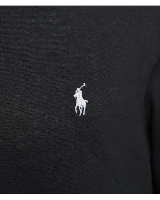 Polo Ralph Lauren Black Polo Pony Embroidered Buttoned Shirt for men