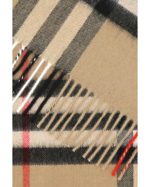 Burberry Black Checked Fringed-edge Scarf