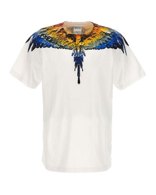 Marcelo Burlon White Icon Wings Printed Crewneck T-shirt for men