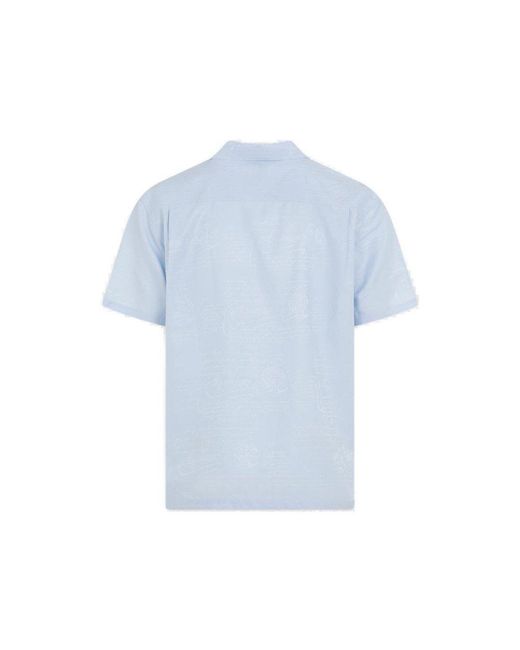 Berluti Blue Buttoned Short-sleeved Shirt for men