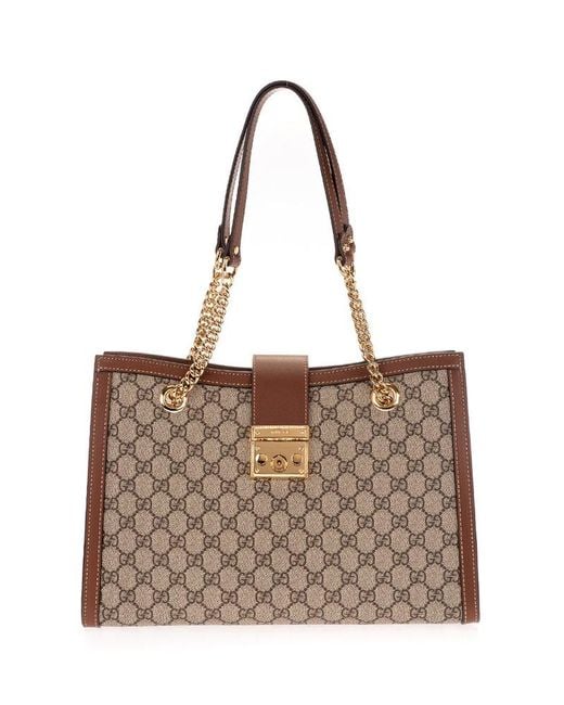 Gucci Padlock GG Medium Shoulder Bag in Brown