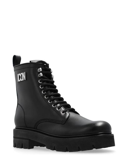 DSquared² Black Combat Boots,