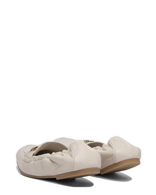 Ferragamo White Elasticated Gancini Plaque Loafers